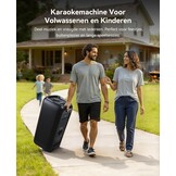 GKD80 Karaoke Machine Zwart - 600W Bluetooth Speaker met 2 Draadloze Microfoons en Dubbele 8 inch Subwoofer
