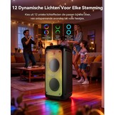 GKD80 Karaoke Machine Zwart - 600W Bluetooth Speaker met 2 Draadloze Microfoons en Dubbele 8 inch Subwoofer