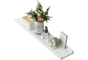 Wandplank Massief Eikenhout Wit 50cm met Opstaande Rand (78% Korting)