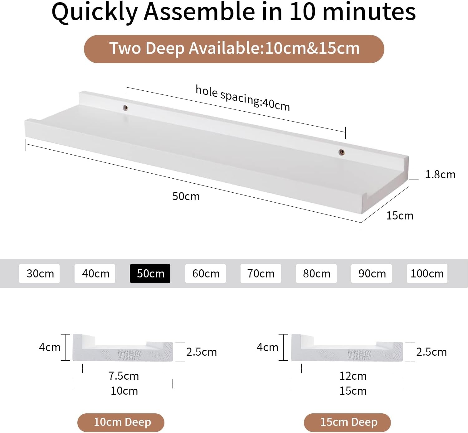Wandplank Fotoplank Massief Eikenhout Wit 50cm - 73% Korting!