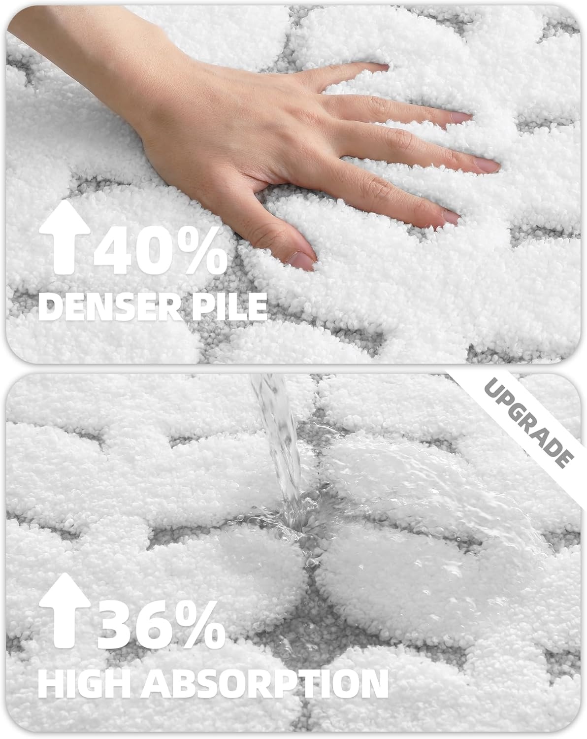 COLOR&GEOMETRY Premium badmat, absorberende en snel drogende antislip en machinewasbaar, zacht en comfortabel voor badkamer, toilet en bad, 61x110cm, grijs
