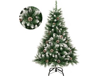 GIGALUMI Kunstkerstboom met sneeuweffect en dennenappels - 120 cm