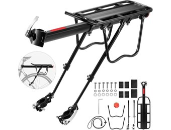 DazSpirit Fietsbagagedrager - Verstelbaar met Reflector - Zwart - 60 kg Draagvermogen