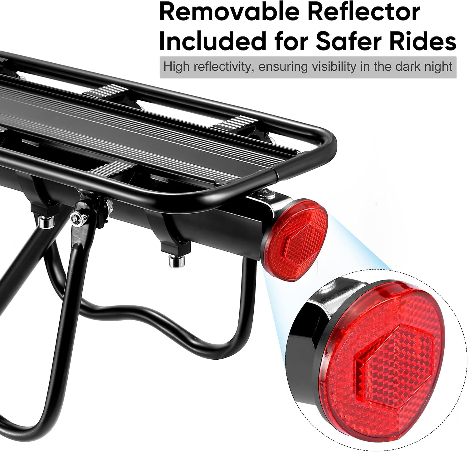 DazSpirit Fietsbagagedrager - Verstelbaar met Reflector - Zwart - 60 kg Draagvermogen