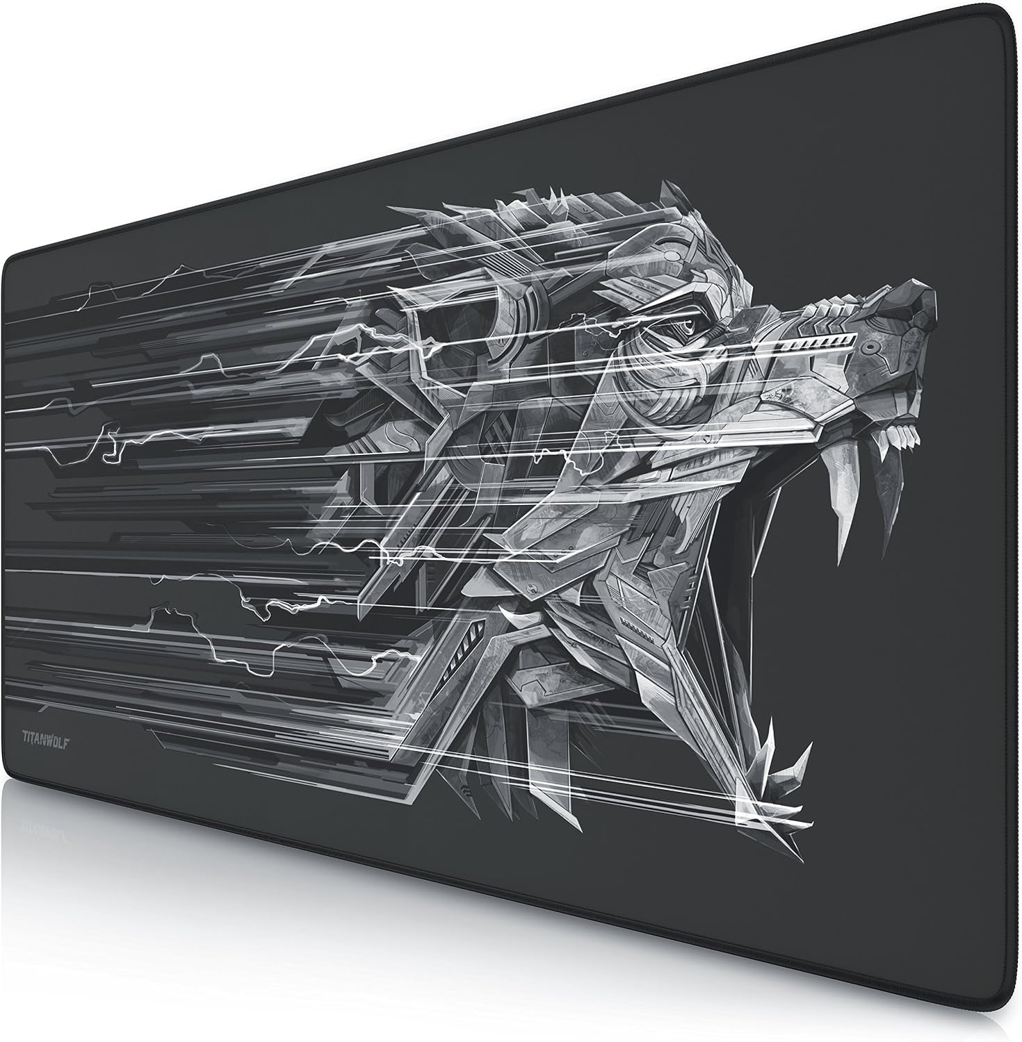 CSL-Computer Titanwolf XXL Speed Gaming-muismat, 900 x 400 mm, XXL muismat, onderlegger met Titanwolf-motief. Verbetert precisie en snelheid. Stabiele grip op gladde oppervlakken.