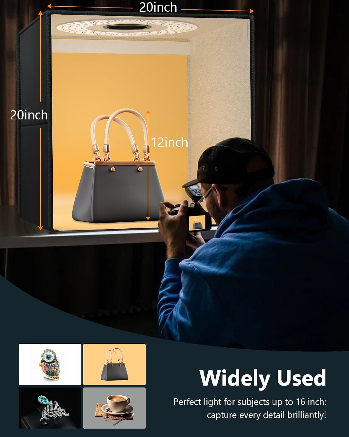 DUCLUS Fotostudio Box 50 x 50 x 50 cm met 216 LED lampen en 6 achtergronden