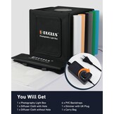 DUCLUS Fotostudio Box 50 x 50 x 50 cm met 216 LED lampen en 6 achtergronden