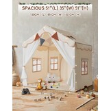 Besrey 2-in-1 Kindertent met Speelmat en Verlichting - Beige - 130x90x130 cm