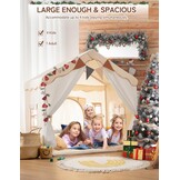 Besrey 2-in-1 Kindertent met Speelmat en Verlichting - Beige - 130x90x130 cm