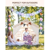 Besrey 2-in-1 Kindertent met Speelmat en Verlichting - Beige - 130x90x130 cm