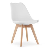 Eetkamerstoel MARK - 49x48x82cm - eco leer - beuken poten - wit