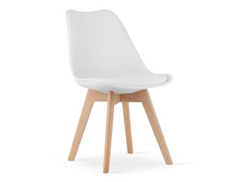 Eetkamerstoel MARK - 49x48x82cm - eco leer - beuken poten - wit