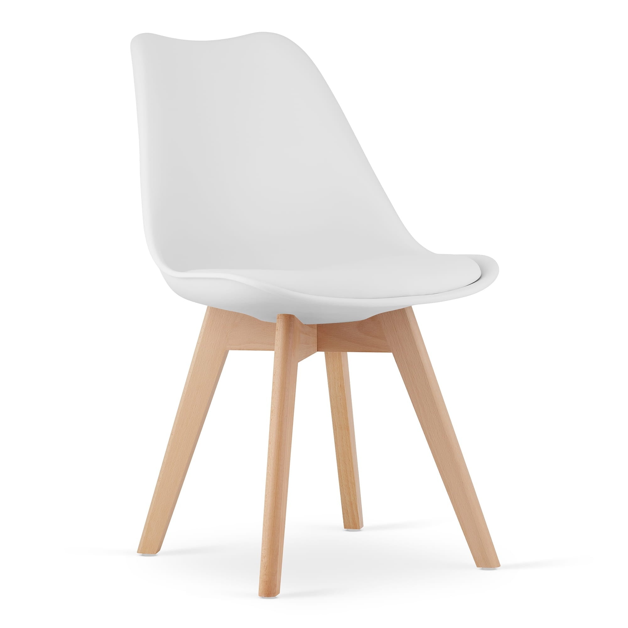 Eetkamerstoel MARK - 49x48x82cm - eco leer - beuken poten - wit