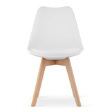 Eetkamerstoel MARK - 49x48x82cm - eco leer - beuken poten - wit