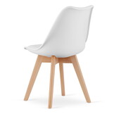 Eetkamerstoel MARK - 49x48x82cm - eco leer - beuken poten - wit