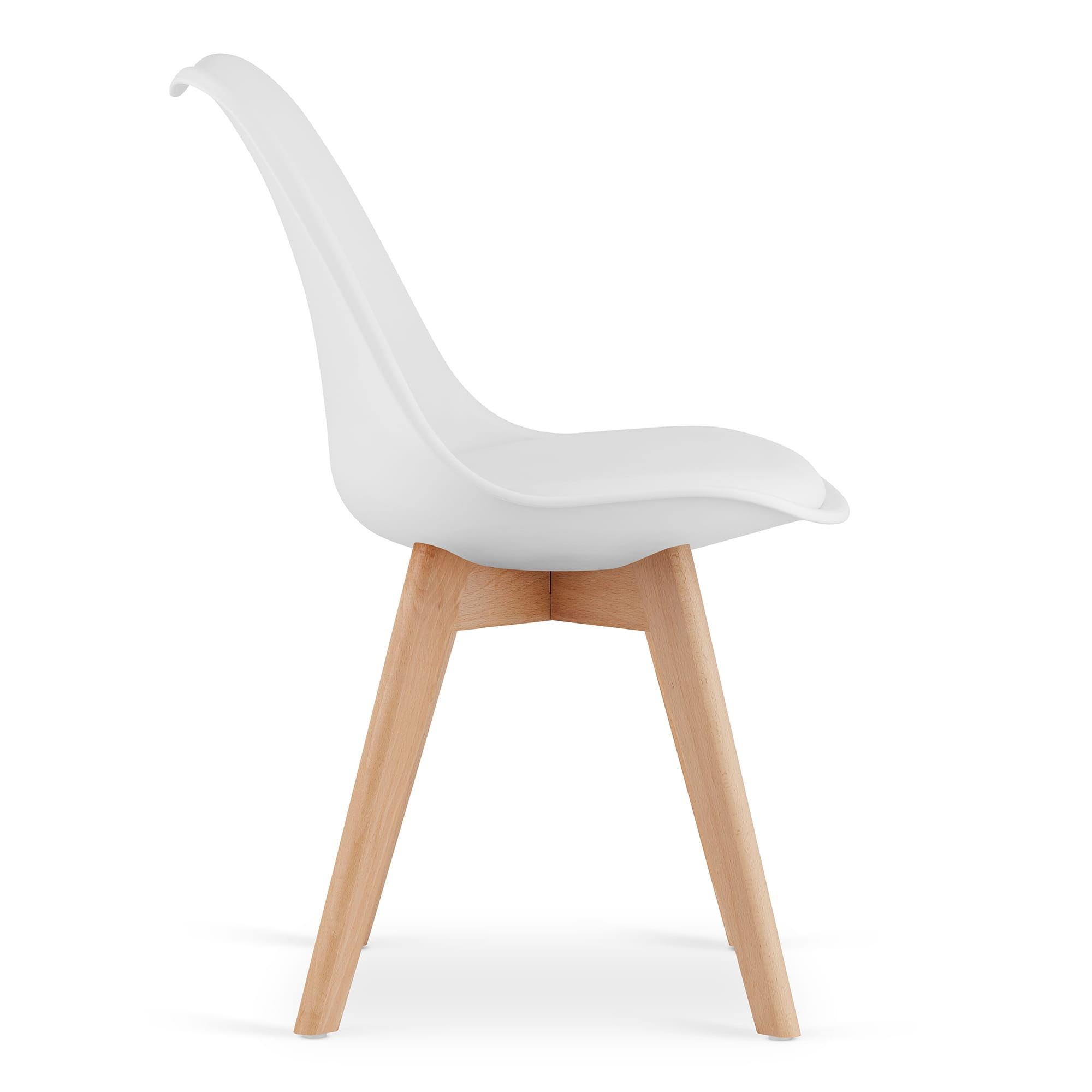 Eetkamerstoel MARK - 49x48x82cm - eco leer - beuken poten - wit
