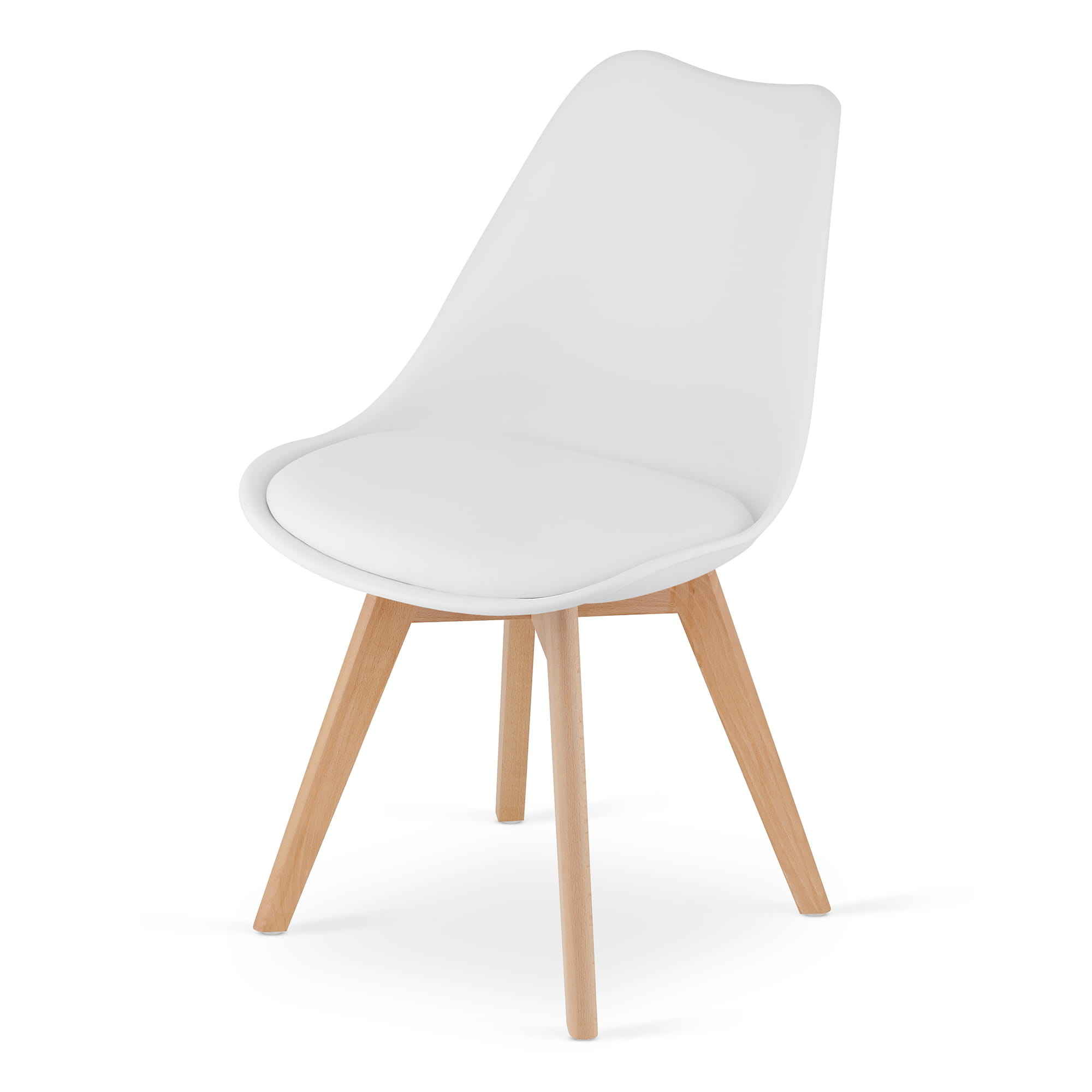 Eetkamerstoel MARK - 49x48x82cm - eco leer - beuken poten - wit