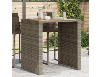 vidaXL Tuinbartafel acaciahouten blad 105x80x110 cm poly rattan grijs