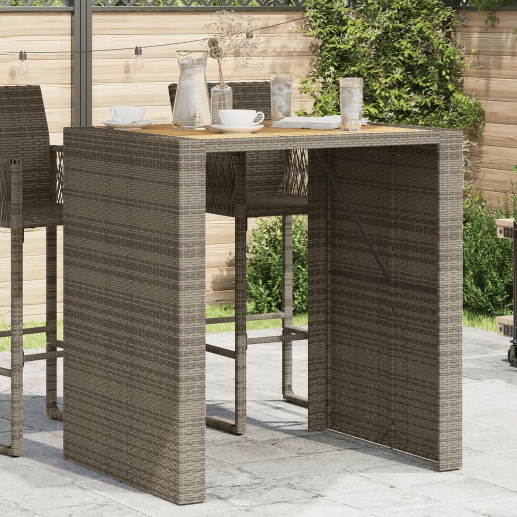 vidaXL Tuinbartafel acaciahouten blad 105x80x110 cm poly rattan grijs