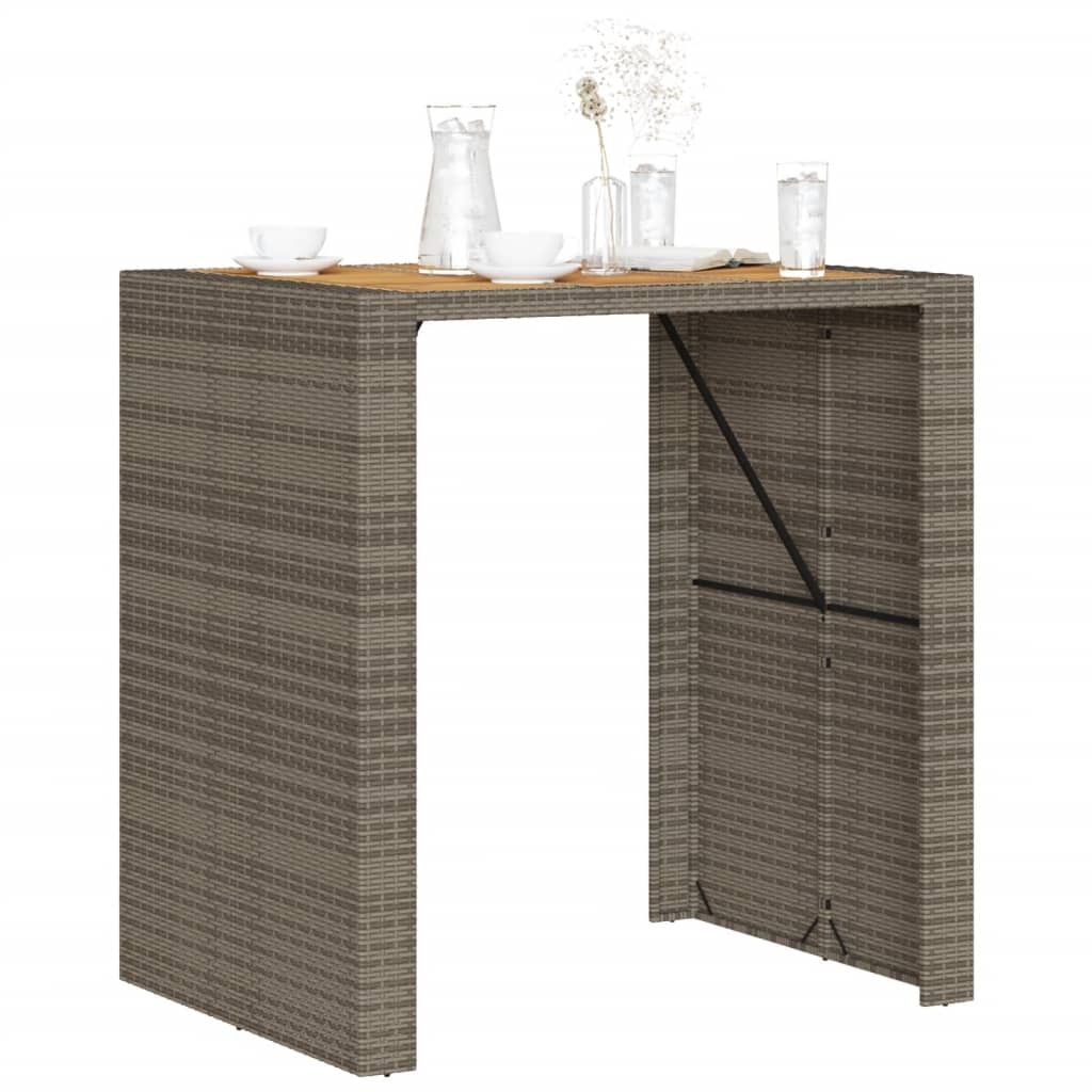 vidaXL Tuinbartafel acaciahouten blad 105x80x110 cm poly rattan grijs