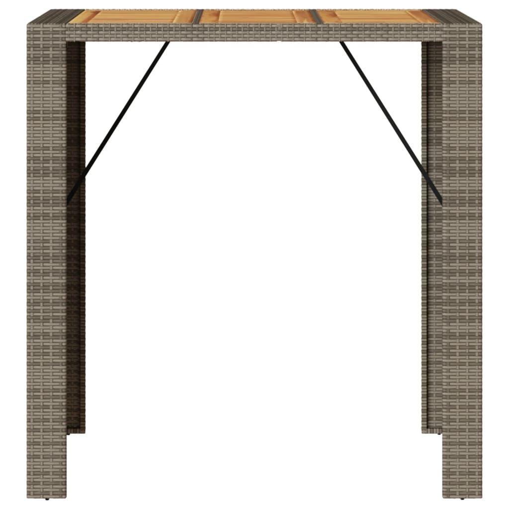 vidaXL Tuinbartafel acaciahouten blad 105x80x110 cm poly rattan grijs