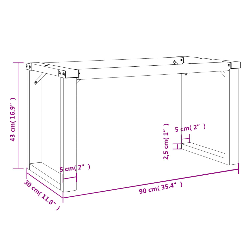 vidaXL Salontafelpoten O-frame 90x30x43 cm gietijzer