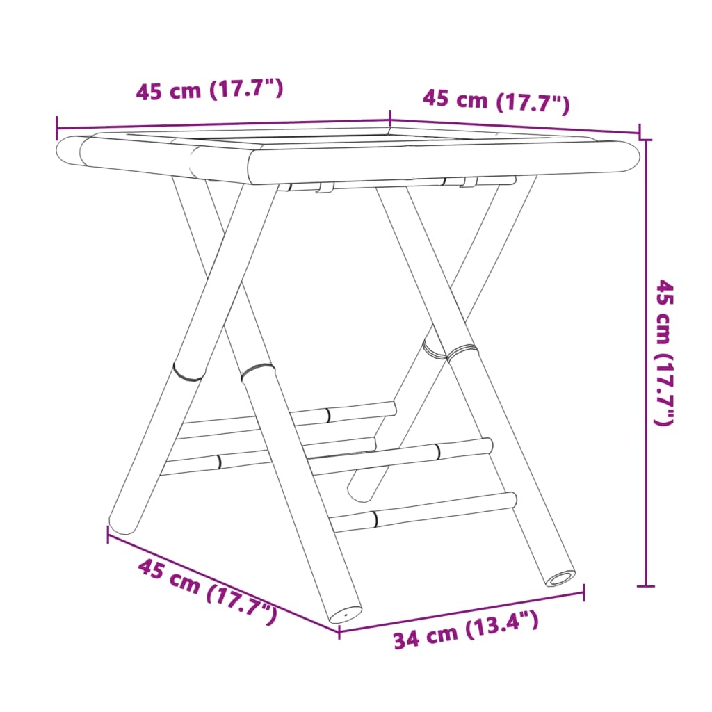 vidaXL Tuintafel inklapbaar 45x45x45 cm bamboe