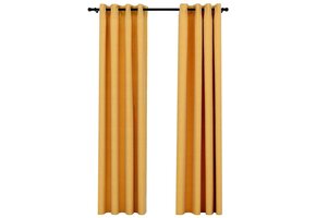 Gele Verduisterende Gordijnen met Linnen-look - 2 stuks (140x245 cm) - 40% Korting