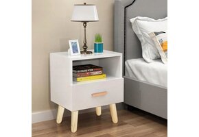 Wit Nachtkastje met 1 Lade - 40x30x38 cm - 46% Korting!