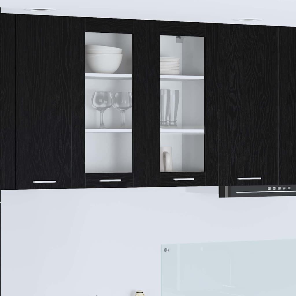 vidaXL Hangkast Riga Zwart Eiken 80 x 31 x 80 cm Bewerkt hout