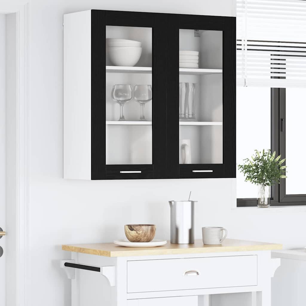 vidaXL Hangkast Riga Zwart Eiken 80 x 31 x 80 cm Bewerkt hout