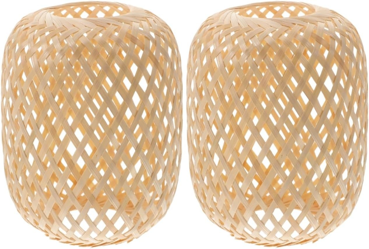 Housoutil Bamboe Lampenkap - Handgeweven - 12 cm - Set van 2