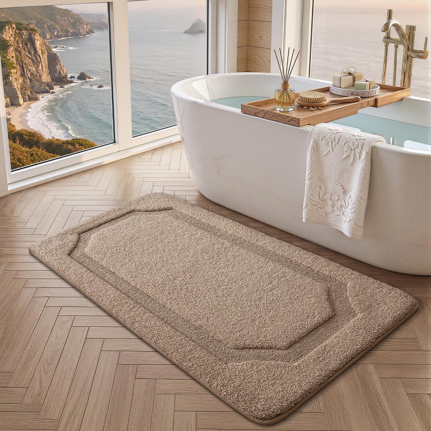 Antislip Badmat Beige 61x92cm - 59% Korting!
