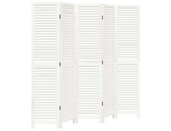 Kamerscherm met 5 panelen - Paulowniahout Wit - 35% Korting