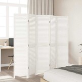 Kamerscherm met 5 panelen - Paulowniahout Wit - 35% Korting