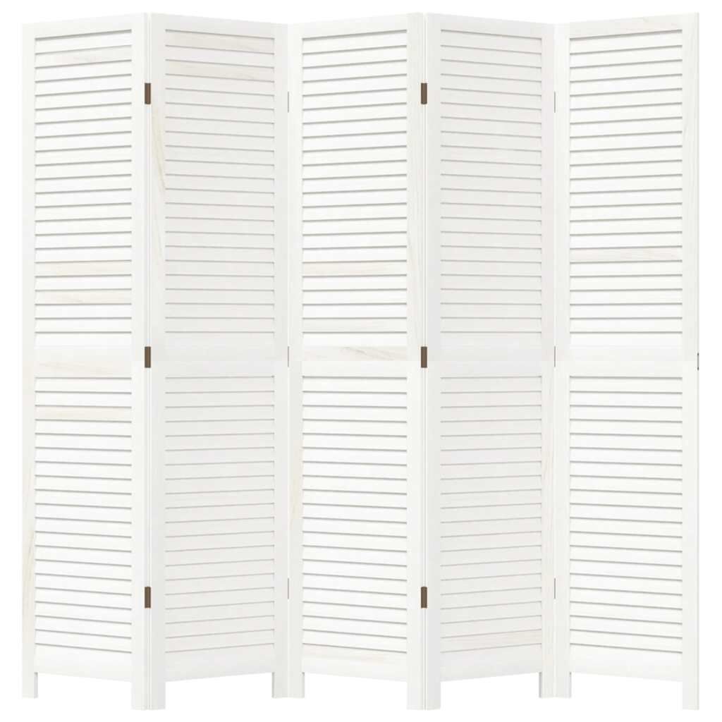 Kamerscherm met 5 panelen - Paulowniahout Wit - 35% Korting