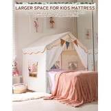 Kindertent 2-in-1 Speeltent & Bedtent Beige 3-4 Kinderen met Mat & Verlichting - 34% Korting