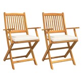 2x Opvouwbare Stoel Wit - Massief Acaciahout - 59% Korting