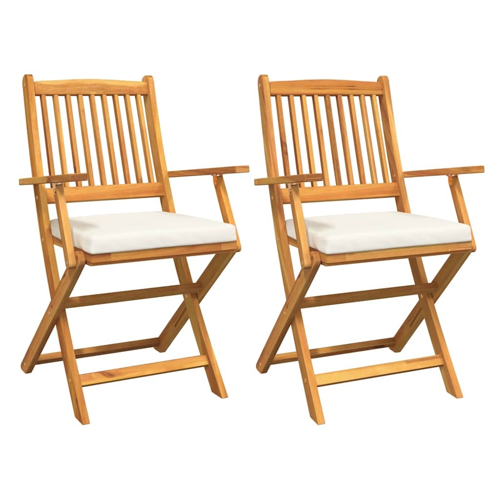 2x Opvouwbare Stoel Wit - Massief Acaciahout - 59% Korting