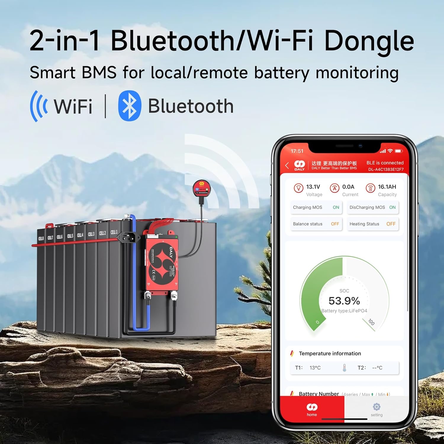 Smart BMS 12V LiFePO4 Accu Systeem 300A met 5A Balancering & WiFi