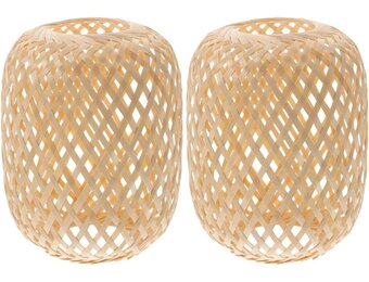 Set van 2 Bamboe Lampenkappen (12 cm) - Handgeweven, Natuurlijk Design