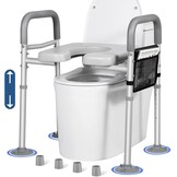 Verstelbare Toiletverhoger | 7 Hoogtes, Handgrepen & Opbergzak | Max. 227kg | 34% Korting