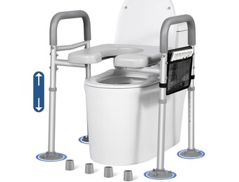 Verstelbare Toiletverhoger | 7 Hoogtes, Handgrepen & Opbergzak | Max. 227kg | 34% Korting