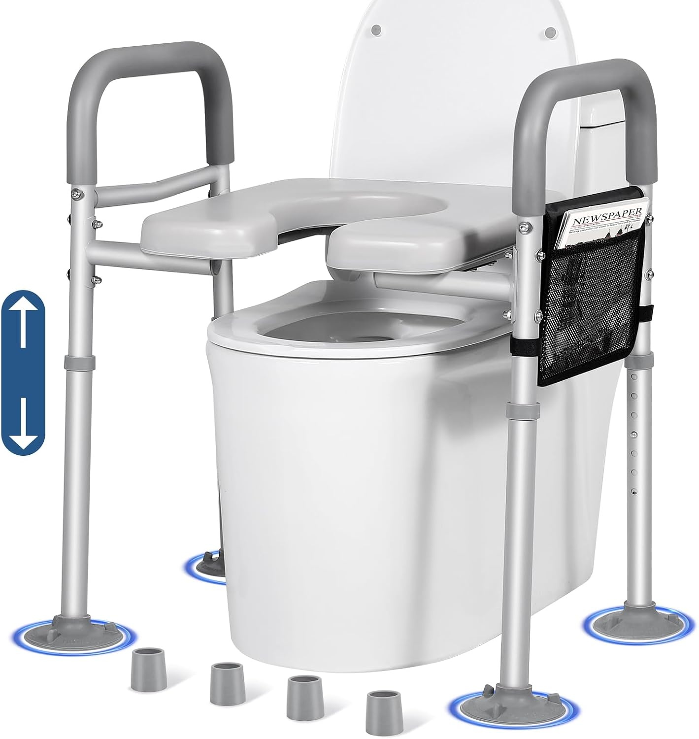 Verstelbare Toiletverhoger | 7 Hoogtes, Handgrepen & Opbergzak | Max. 227kg | 34% Korting