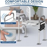 Verstelbare Toiletverhoger | 7 Hoogtes, Handgrepen & Opbergzak | Max. 227kg | 34% Korting