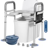 Verstelbare Toiletverhoger | 7 Hoogtes, Handgrepen & Opbergzak | Max. 227kg | 34% Korting