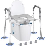 Verstelbare Toiletverhoger | 7 Hoogtes, Handgrepen & Opbergzak | Max. 227kg | 34% Korting