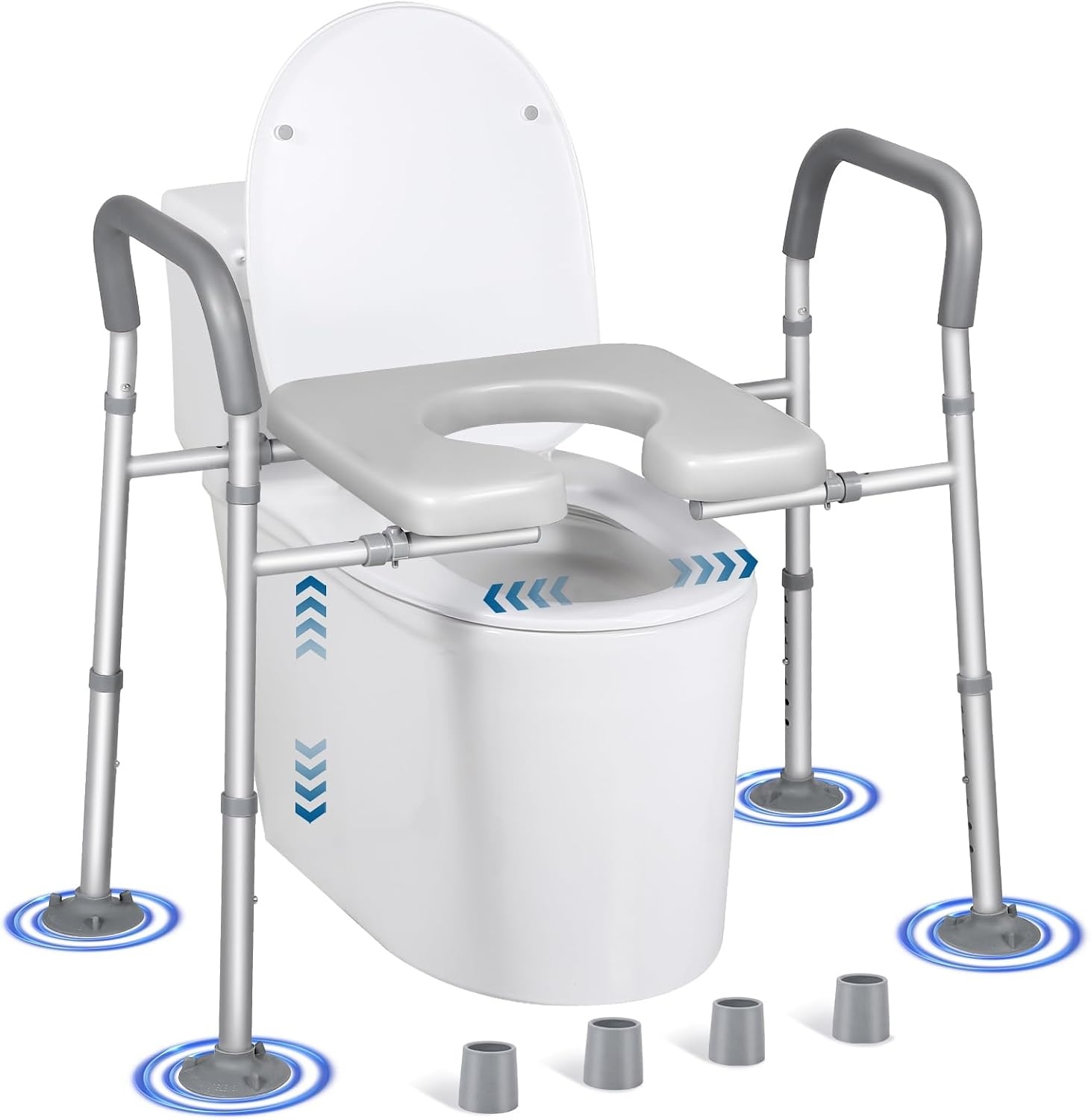Verstelbare Toiletverhoger | 7 Hoogtes, Handgrepen & Opbergzak | Max. 227kg | 34% Korting
