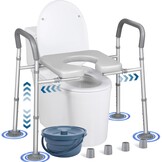 Verstelbare Toiletverhoger | 7 Hoogtes, Handgrepen & Opbergzak | Max. 227kg | 34% Korting