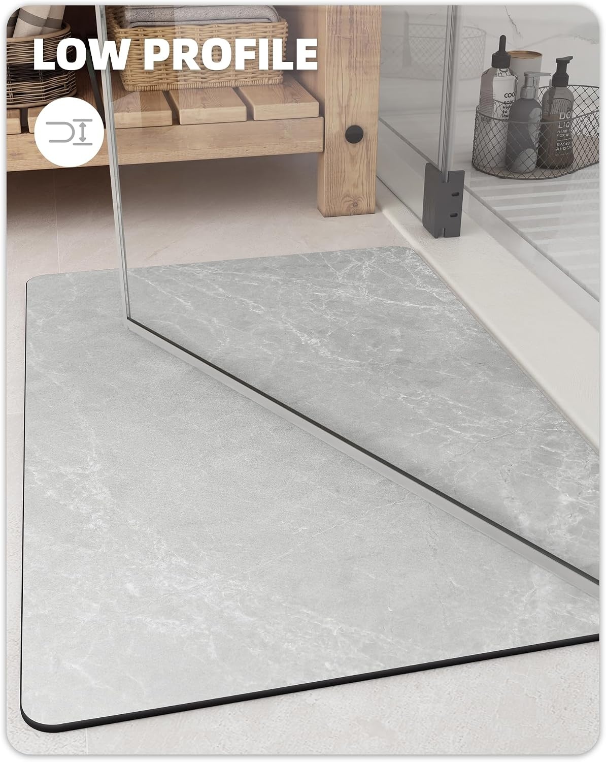 Antislip Badmat Marmerlook 43x110cm Grijs Wit - 58% Korting
